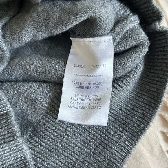 Jeremy Argyle NYC 100% Merino Wool Knitted 1/4 Zip Mock Neck Gray Sweater Slim M - Picture 5 of 5
